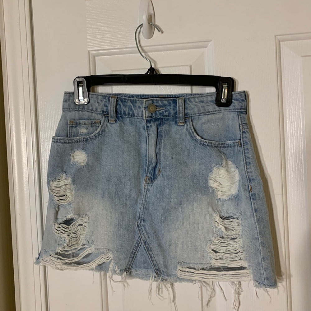 Hollister High-Rise Light Denim Miniskirt